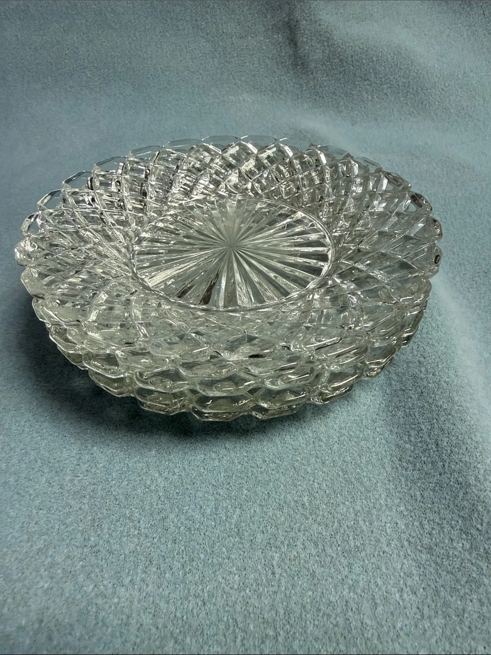 5-Anchor Hocking Waterford Waffle Glass Bread and Butter Plates (set of 5)